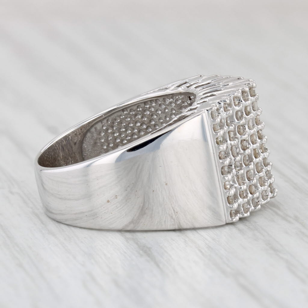 Light Gray 1ctw Diamond Pyramid Tiered Ring 10k White Gold Cocktail Size 7.5
