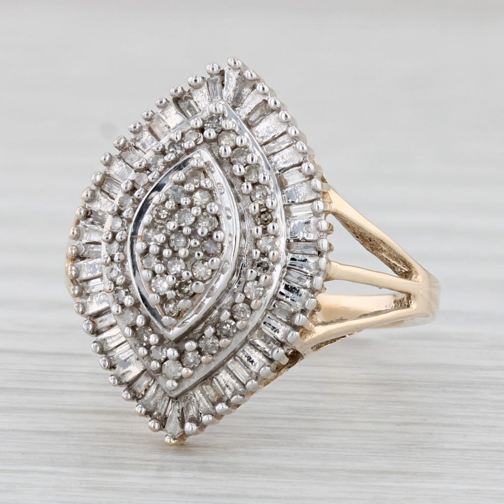 Light Gray 0.26ctw Diamond Cluster Halo Ring 10k Yellow Gold Size 7.5