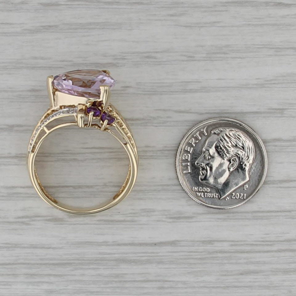 1.80ctw Amethyst Diamond Cocktail Ring 10k Yellow Gold Size 8.25