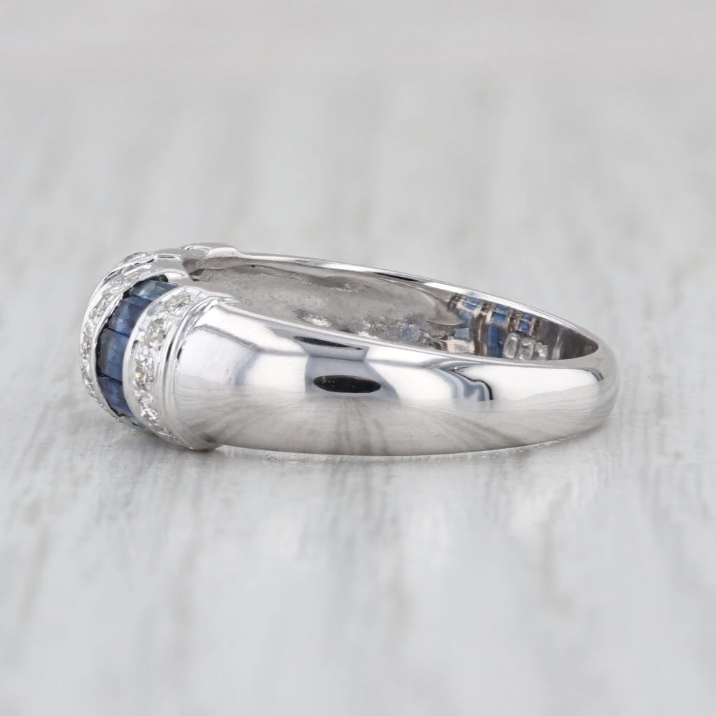 0.99ctw Sapphires Diamonds Ring 14k White Gold Size 7 Stackable Wedding