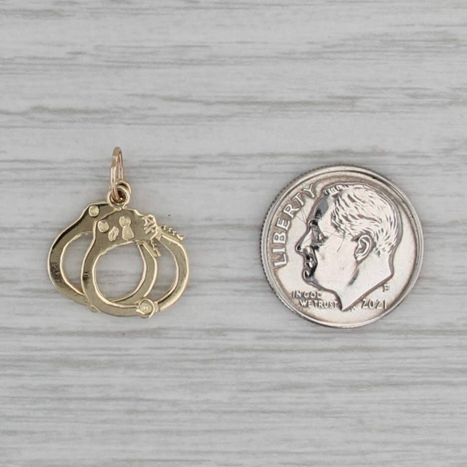 Handcuffs Charm 14k Yellow Gold Small Drop Pendant