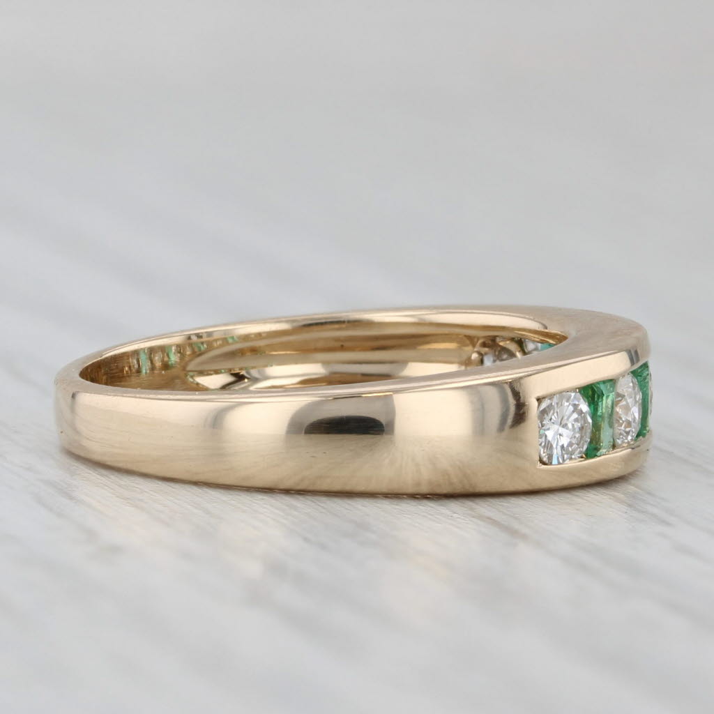 Gray 0.55ctw Diamond Emerald Wedding Band 14k Gold Size 6.5 Anniversary Stackable