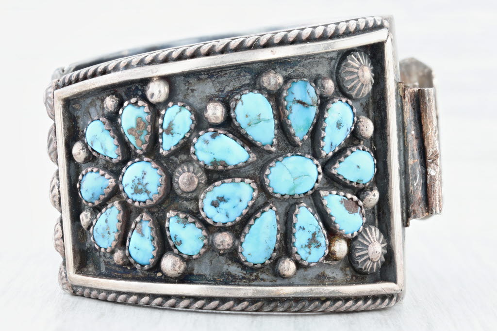Vintage Contreraz Turquoise Cuff Bracelet Sterling Silver Native American AS IS