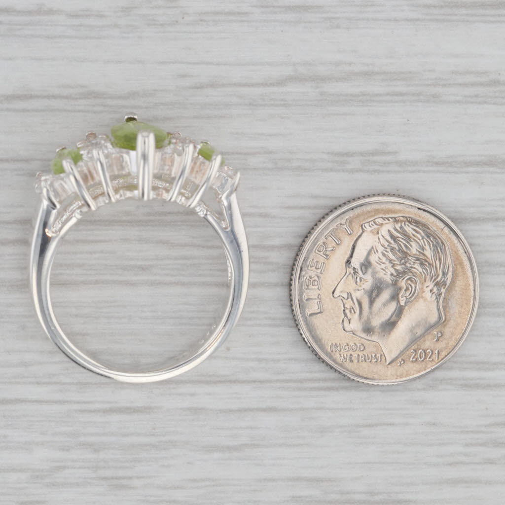 Gray 1.93ctw Marquise Peridot Cubic Zirconia Ring Sterling Silver Size 6