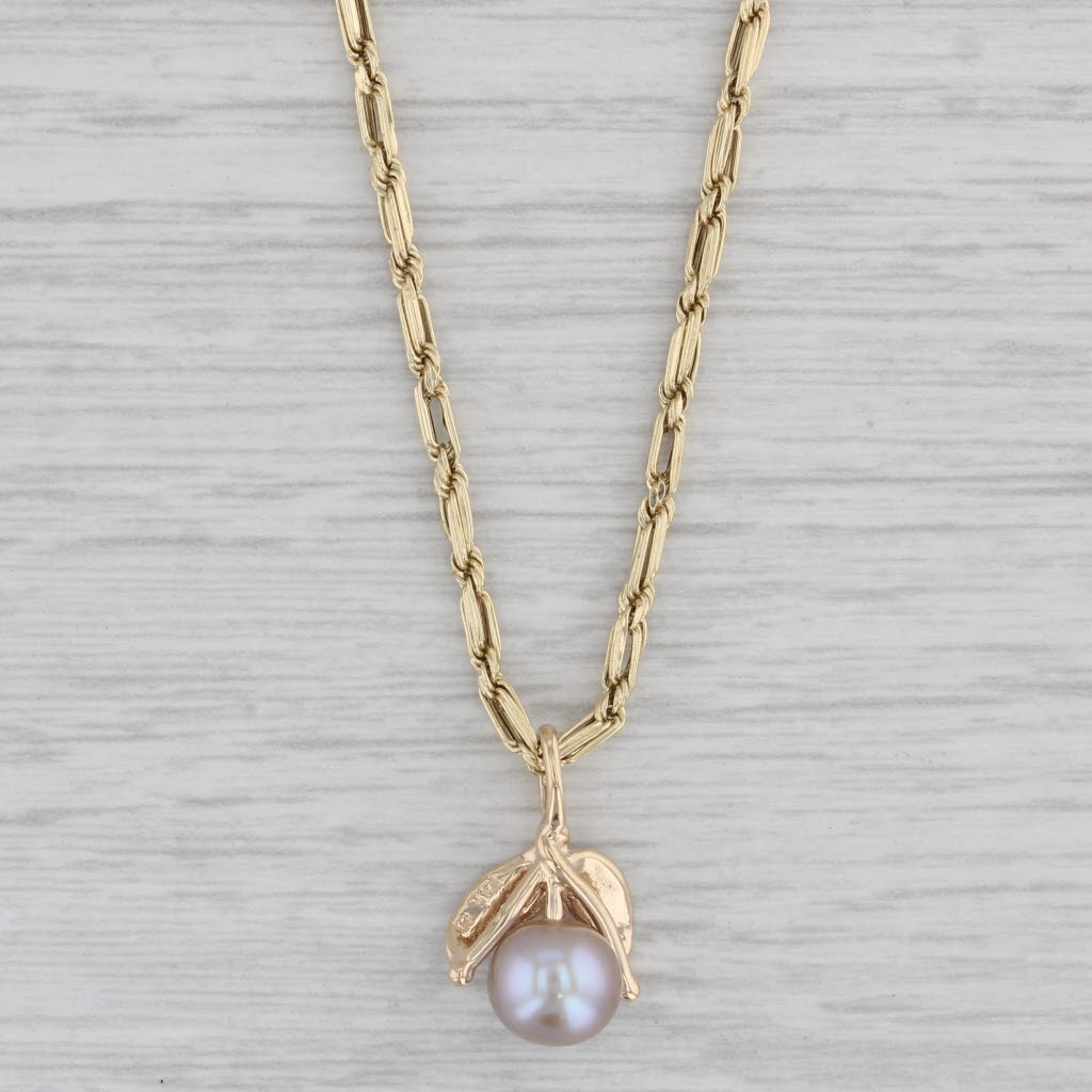 Gray Gray Akoya Pearl Flower Pendant Necklace 14k Yellow Gold 20.5"