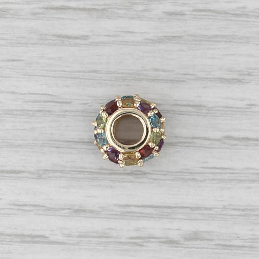 3.90ctw Gemstone Bead Charm 10k Gold Peridot Topaz Amethyst Citrine Garnet