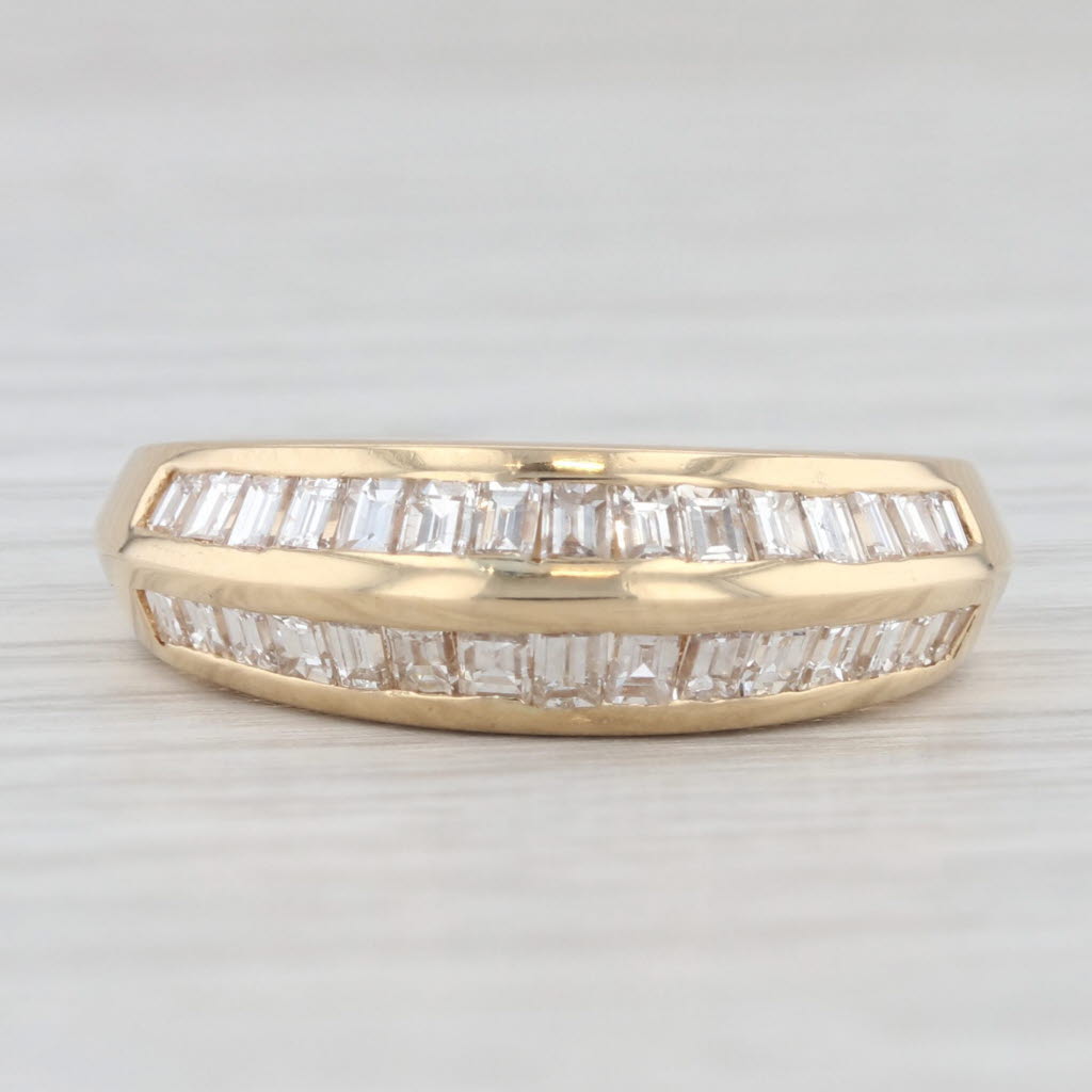 Light Gray 1.04ctw Diamond Beveled Wedding Band Size 6.5 14k Yellow Gold Anniversary Ring