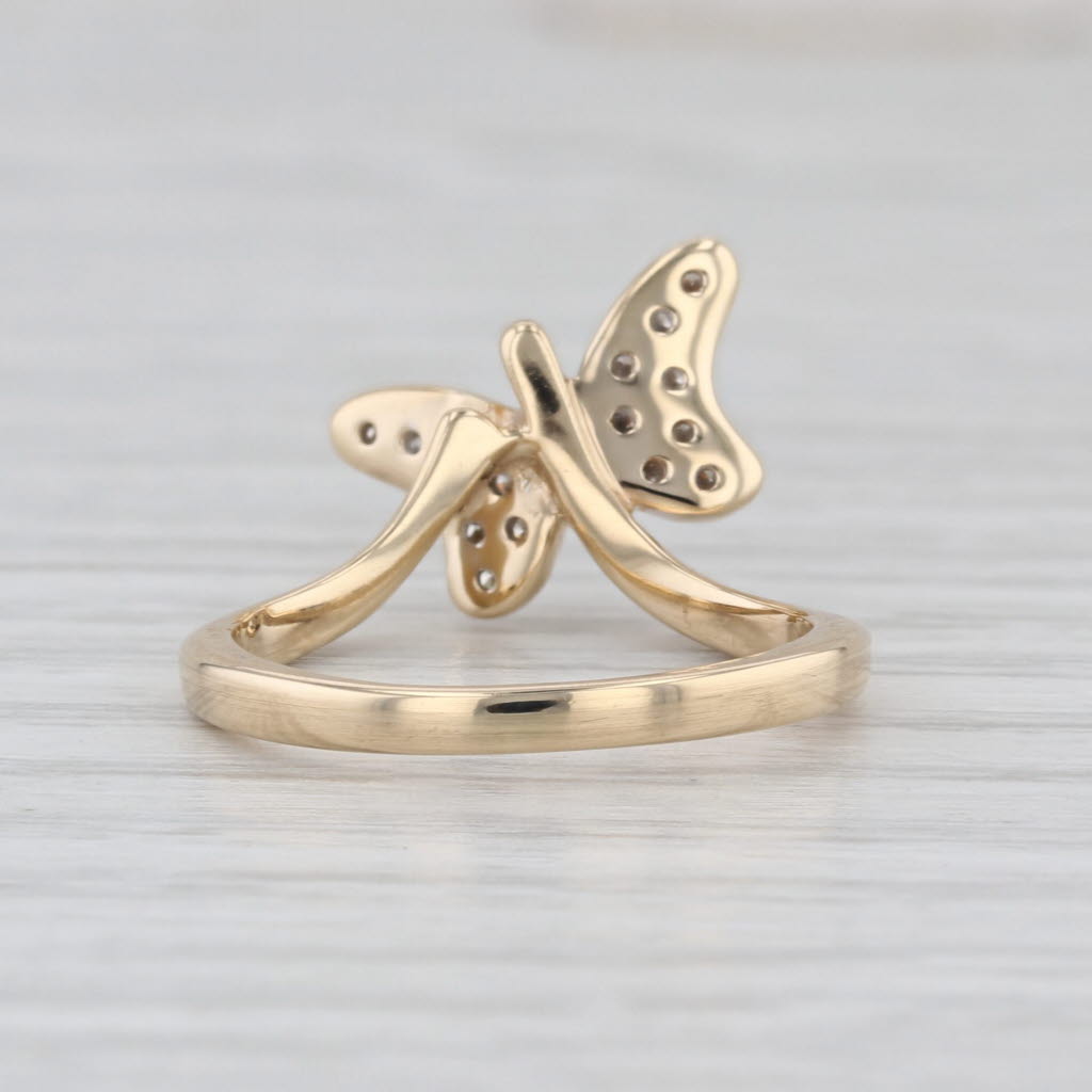 0.15ctw Diamond Butterfly Bypass Ring 14k Yellow Gold Size 5.5