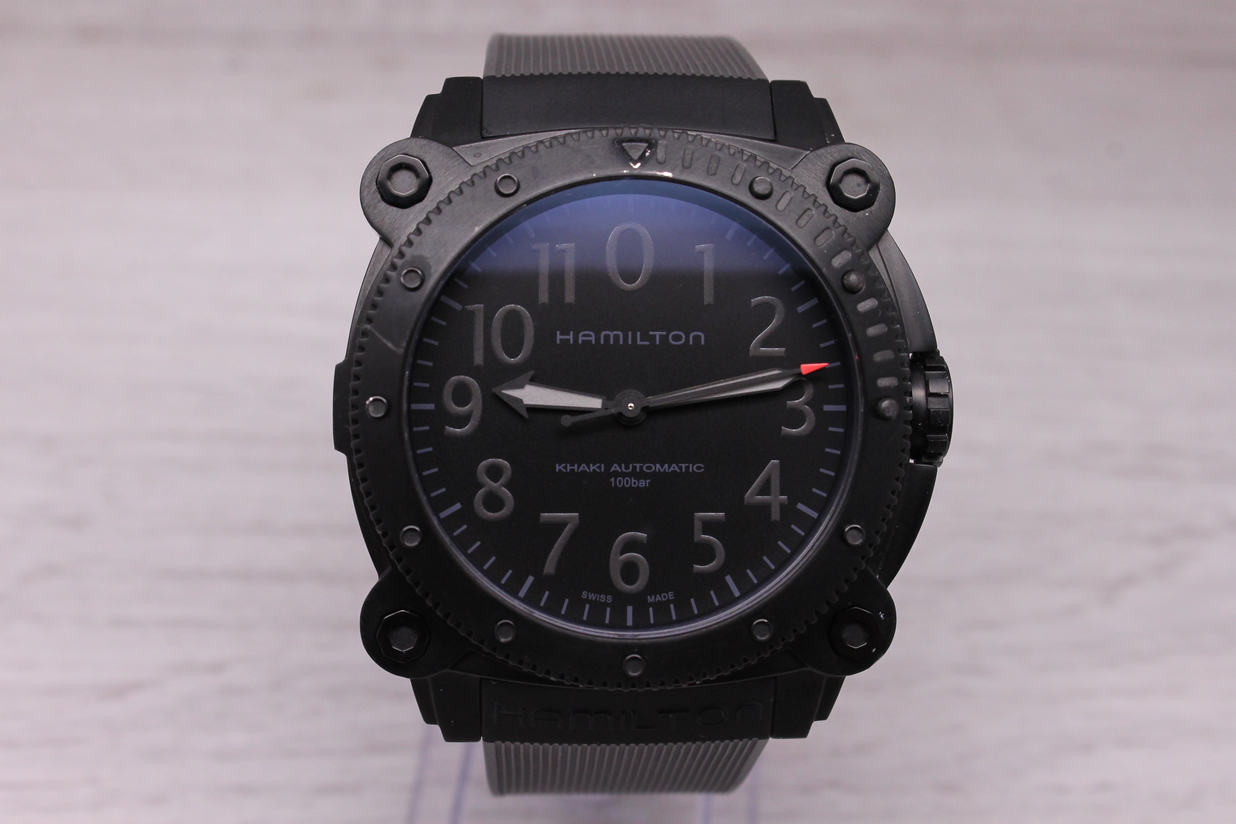 Hamilton Below Zero Khaki Mens Black Titanium Automatic Watch w Ice Box H785050