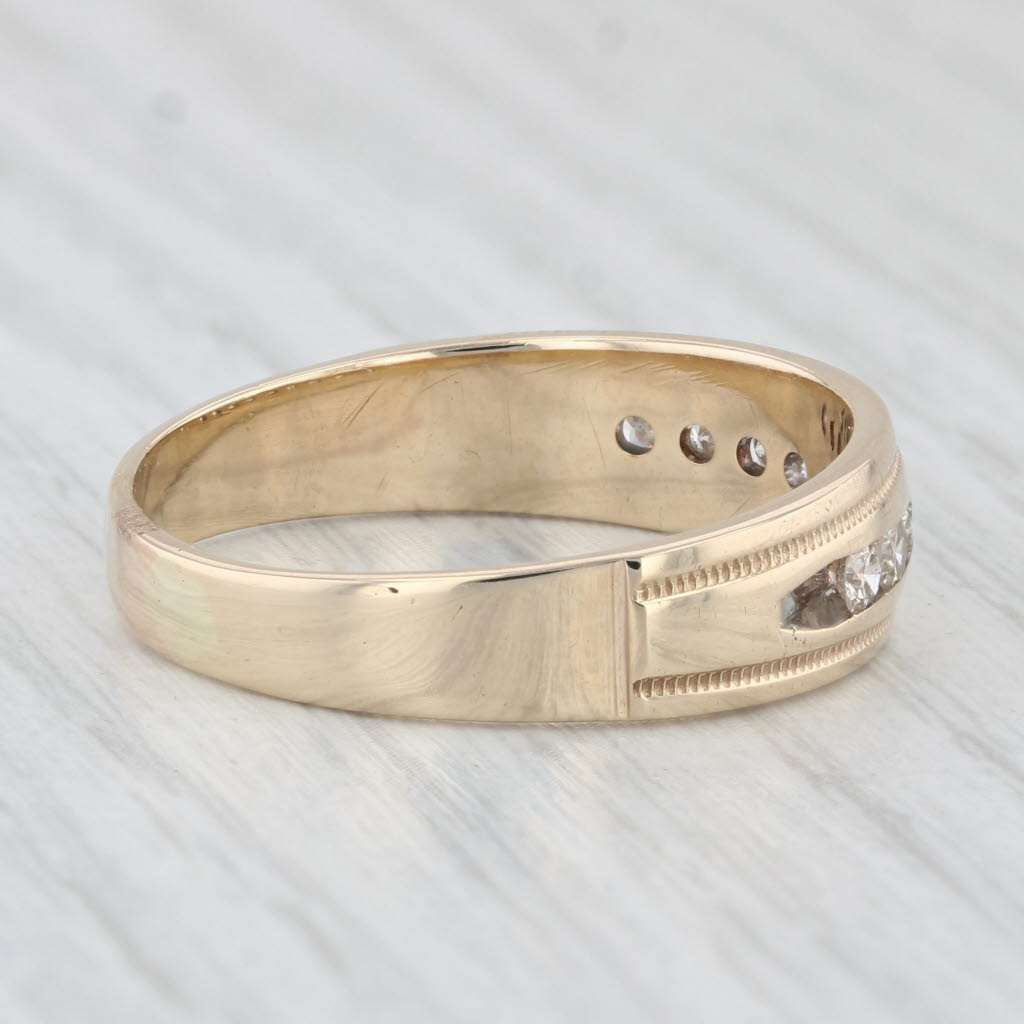 Light Gray 0.48ctw Diamond Men's Wedding Band 10k Yellow Gold Size 12.5 Ring