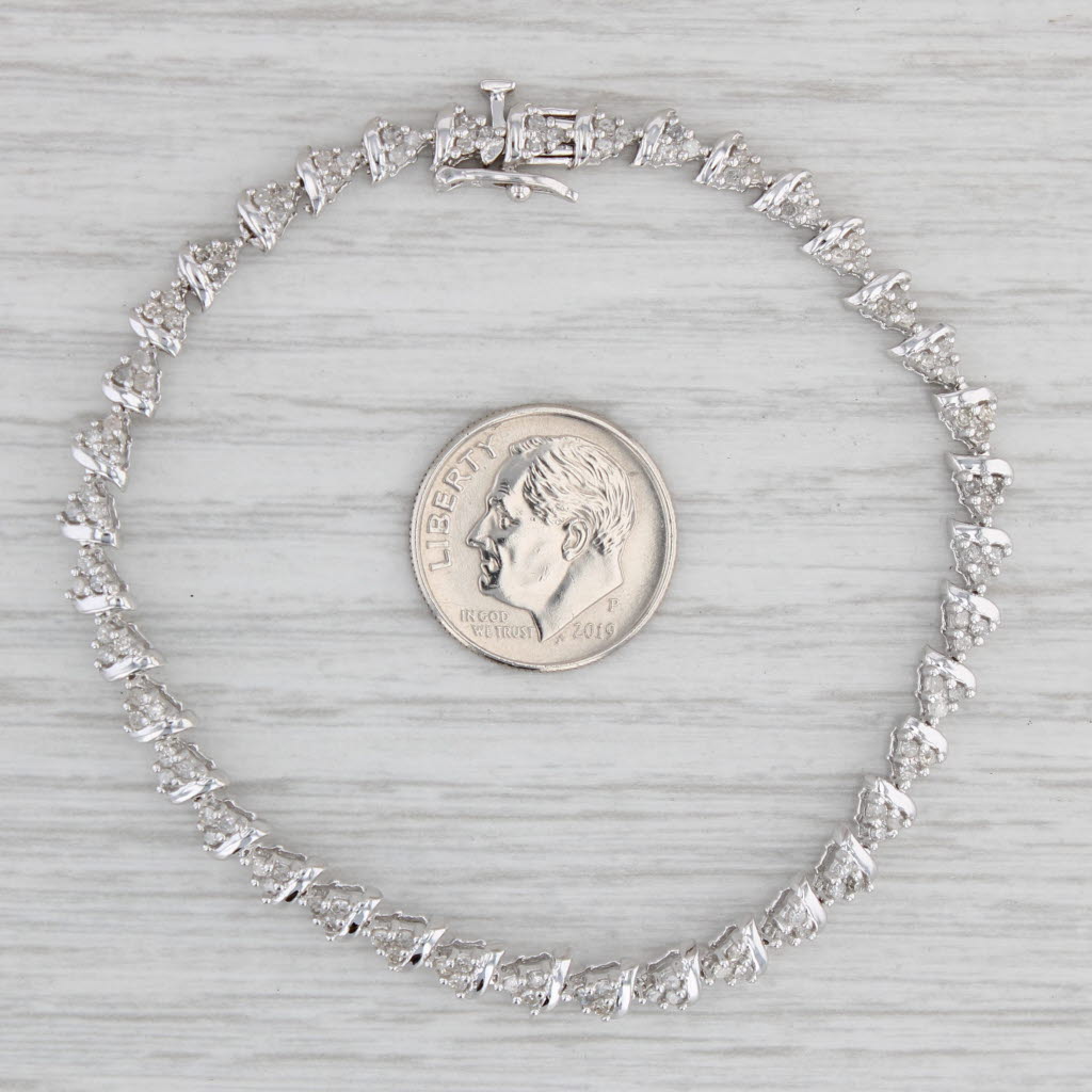 Gray 0.60ctw Diamond Tennis Bracelet 10k White Gold 7" 4.6mm