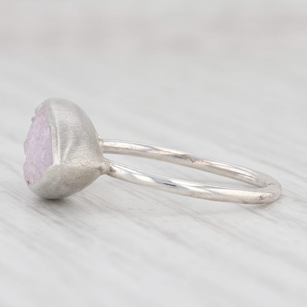 New Nina Wynn White Druzy Quartz Sterling Silver Statement Ring Size 7.25