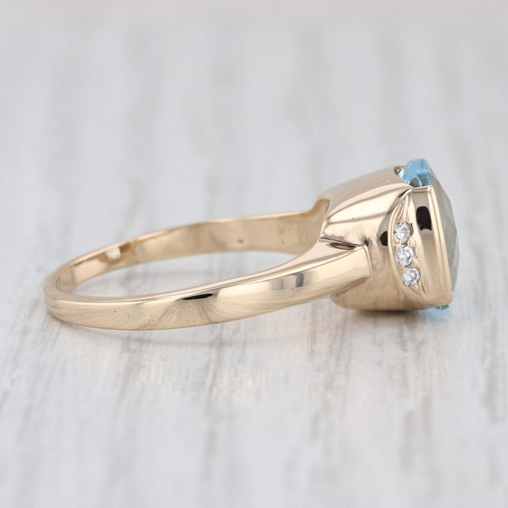3.22ctw Blue Topaz Diamond Ring 14k Yellow Gold Size 8.5 OC Tanner