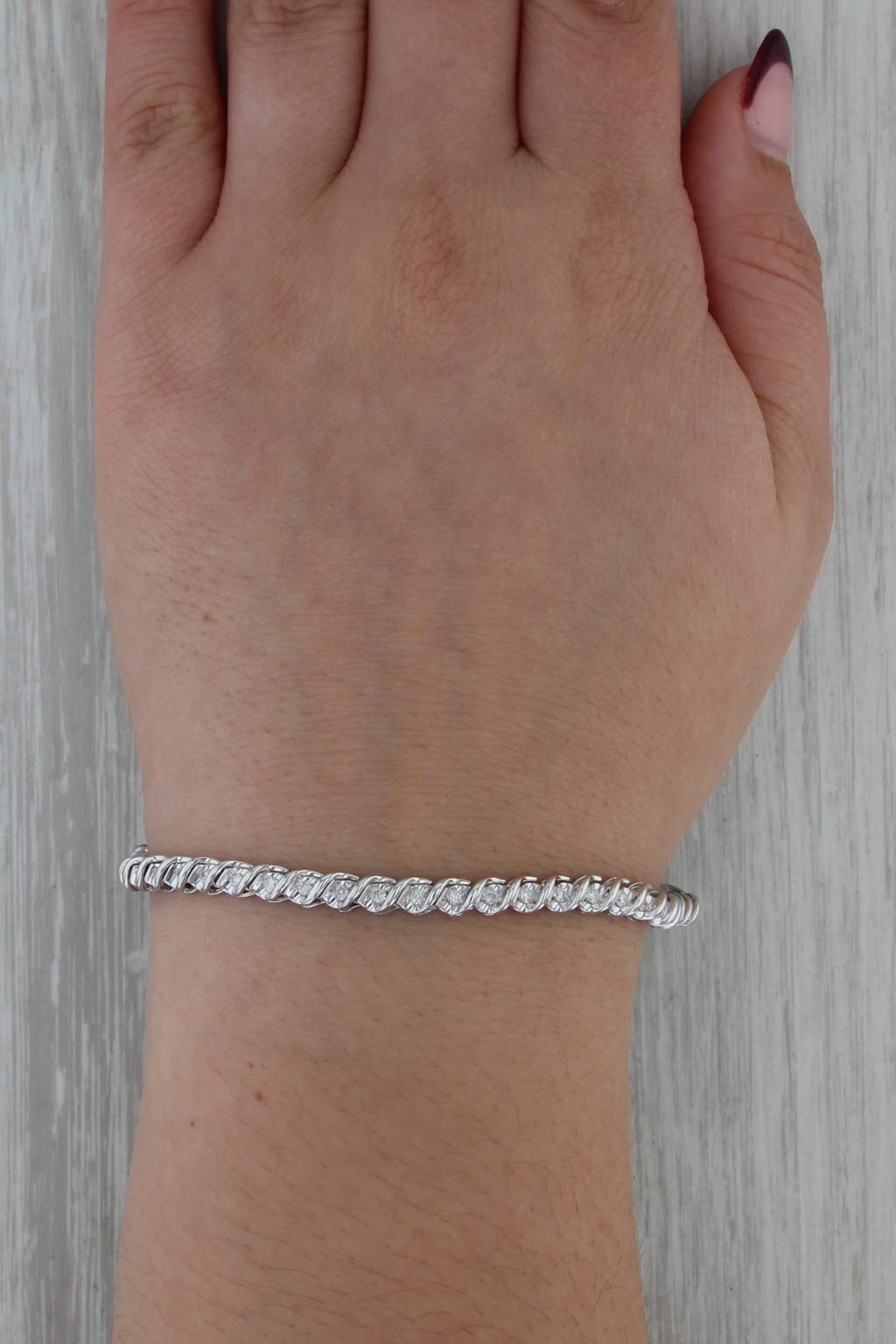 1ctw Diamond Tennis Bracelet 10k White Gold 7.25" 4.2mm