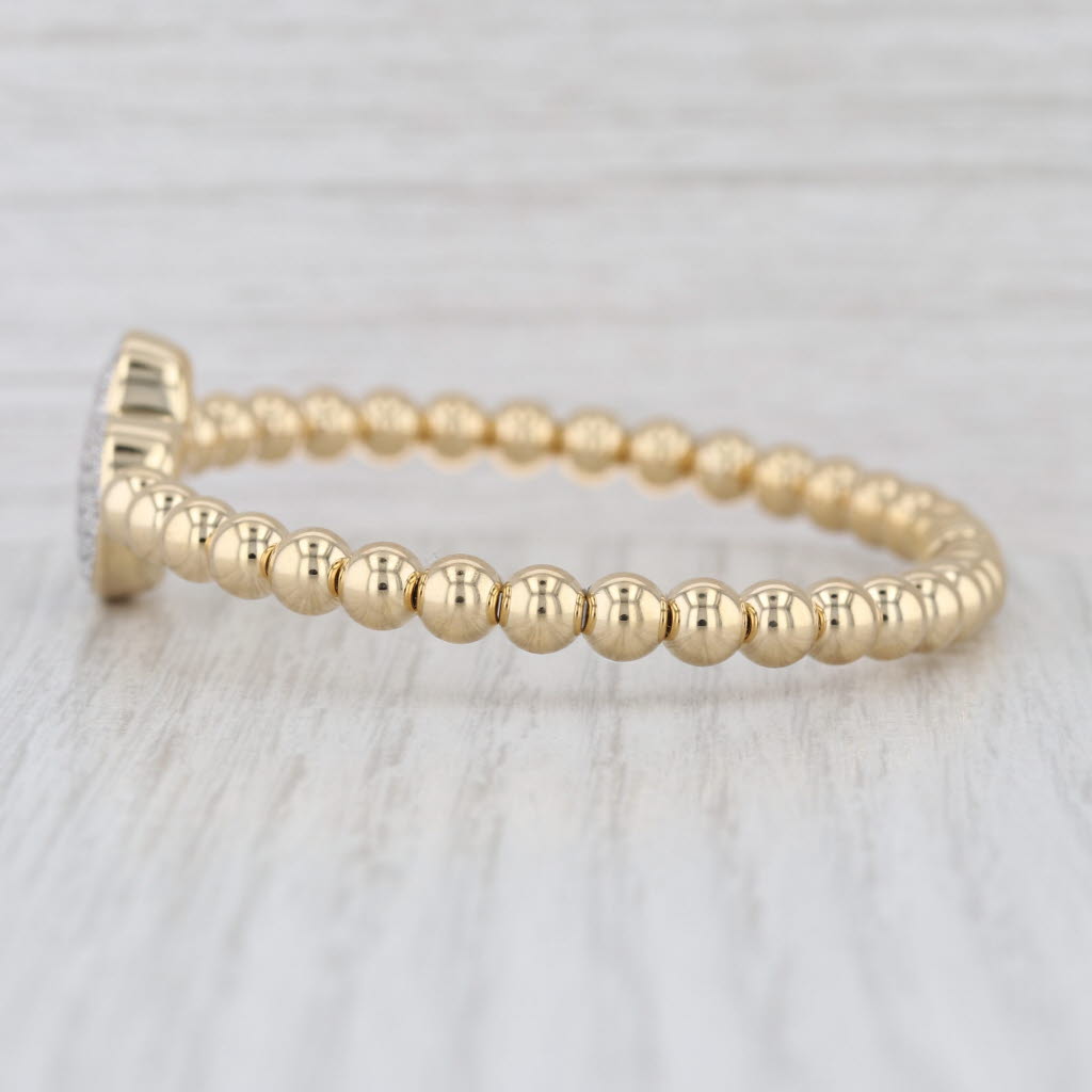 Tirisi 1.01ctw Pave Diamond Heart Bead Bangle Bracelet 18k Gold Magnetic Clasp