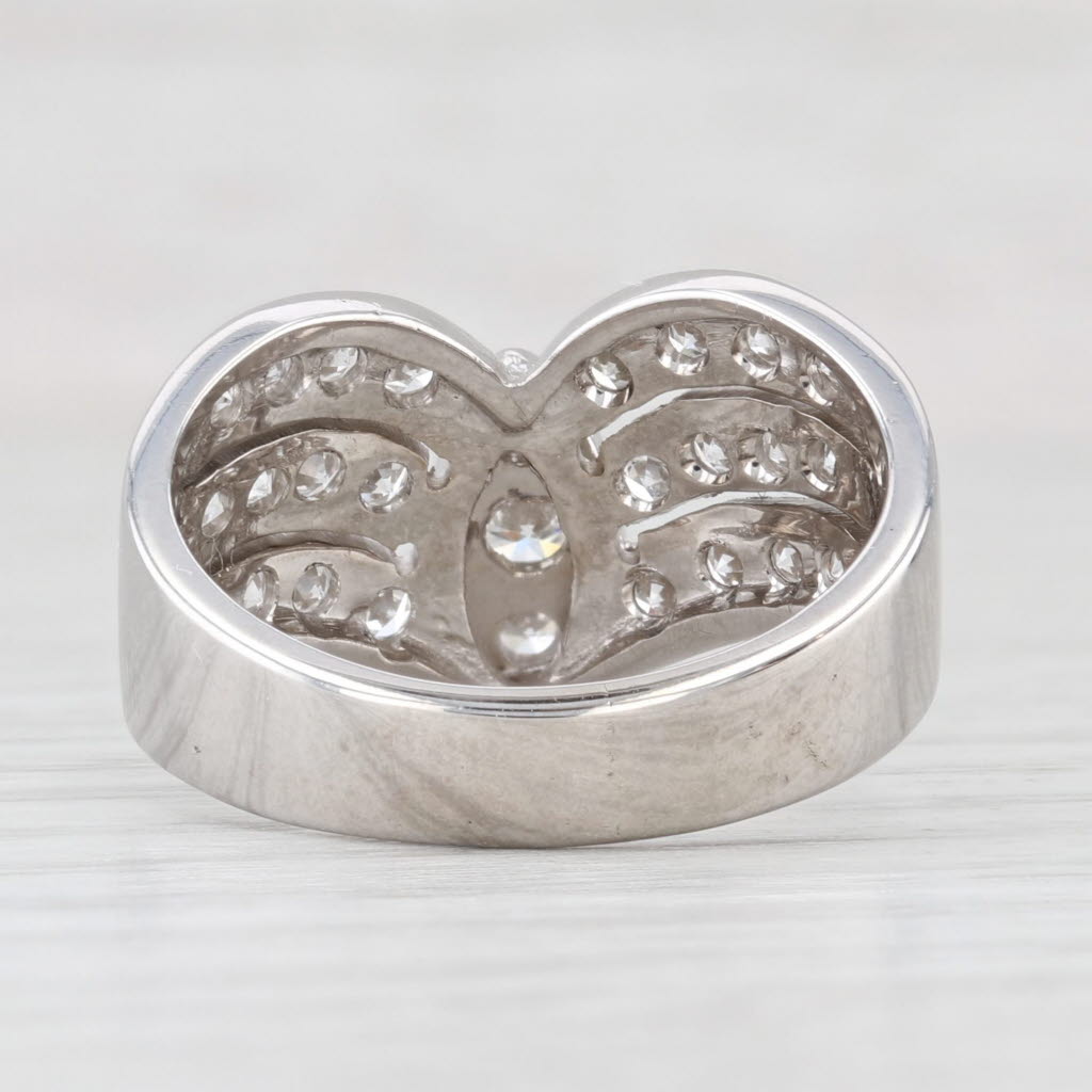 Light Gray 0.90ctw Diamond 3-Band Marquise Setting Ring 14k White Gold Size 8