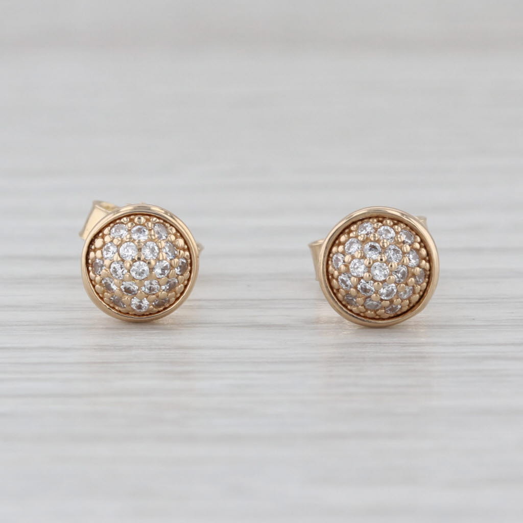0.15ctw Cubic Zirconia Cluster Stud Earrings 14k Yellow Gold Small Round Studs
