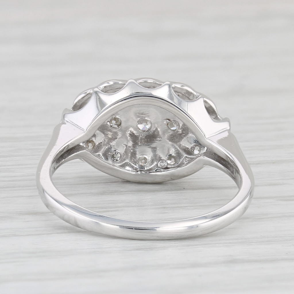 Light Gray Vintage 0.18ctw Diamond Princess Ring 14k White Gold Size 6