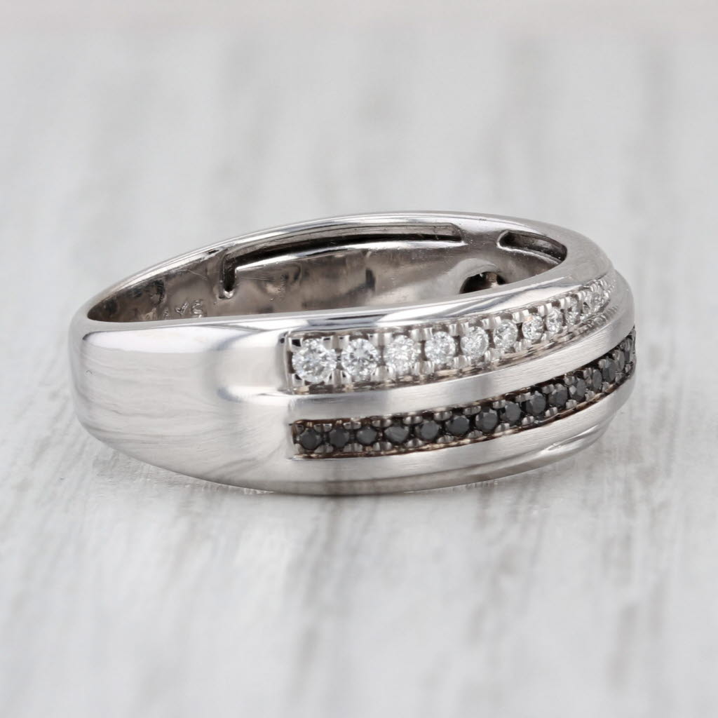 0.33ctw Black White Diamond Wedding Band 10k White Gold Size 10 Ring