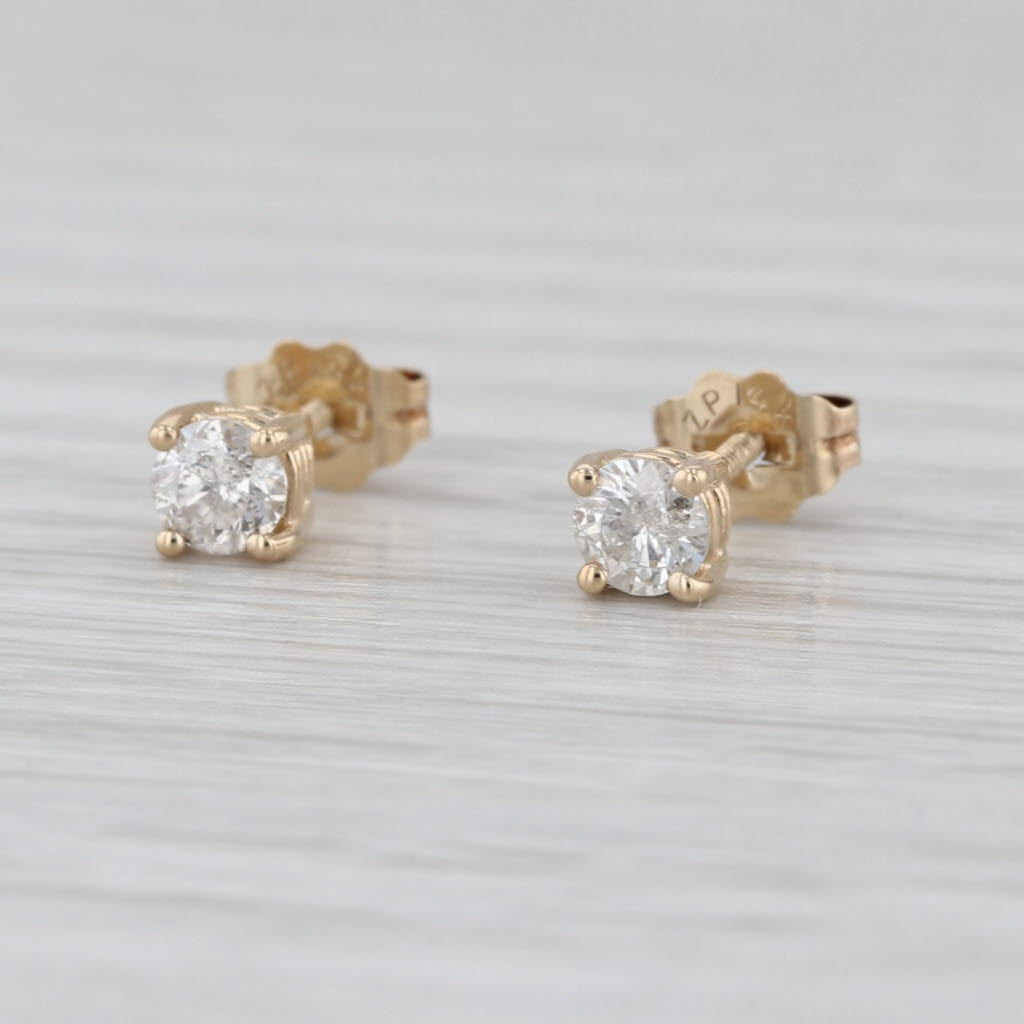 0.34ctw Diamond Stud Earrings 14k Yellow Gold Round Solitaire Studs