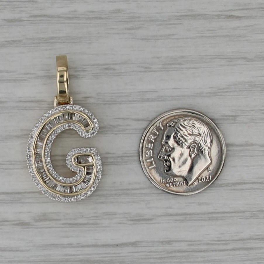 0.50ctw Letter Initial G Pendant 10k Yellow Gold