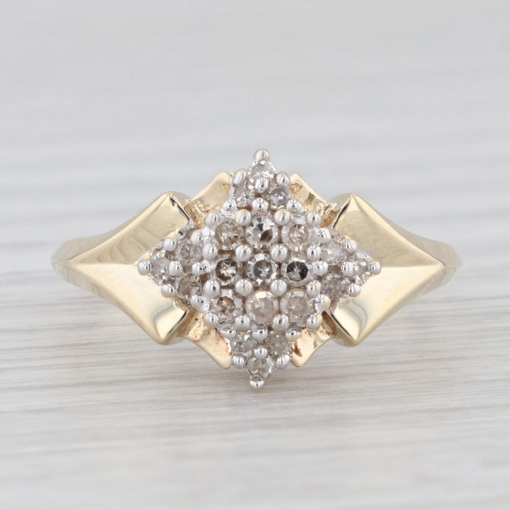 Light Gray 0.20ctw Diamond Cluster Engagement Ring 10k Yellow Gold Size 7