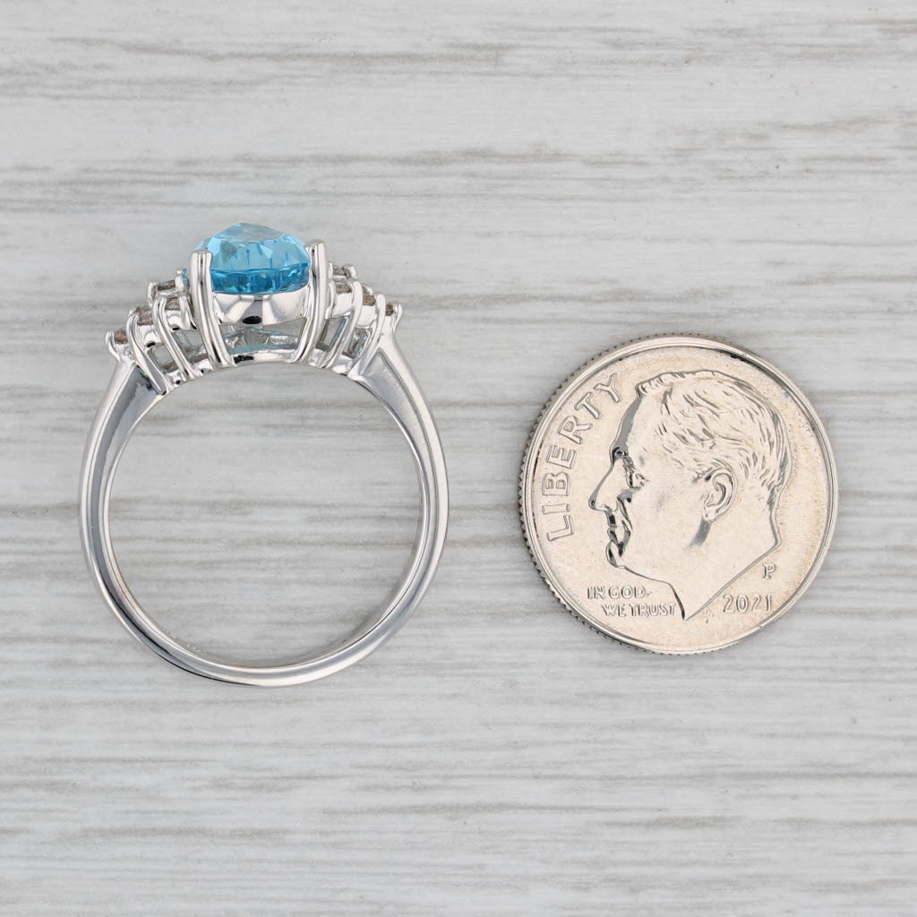 Gray 2.56ctw Pear Blue Topaz Diamond Ring 14k White Gold Size 6.75 Teardrop