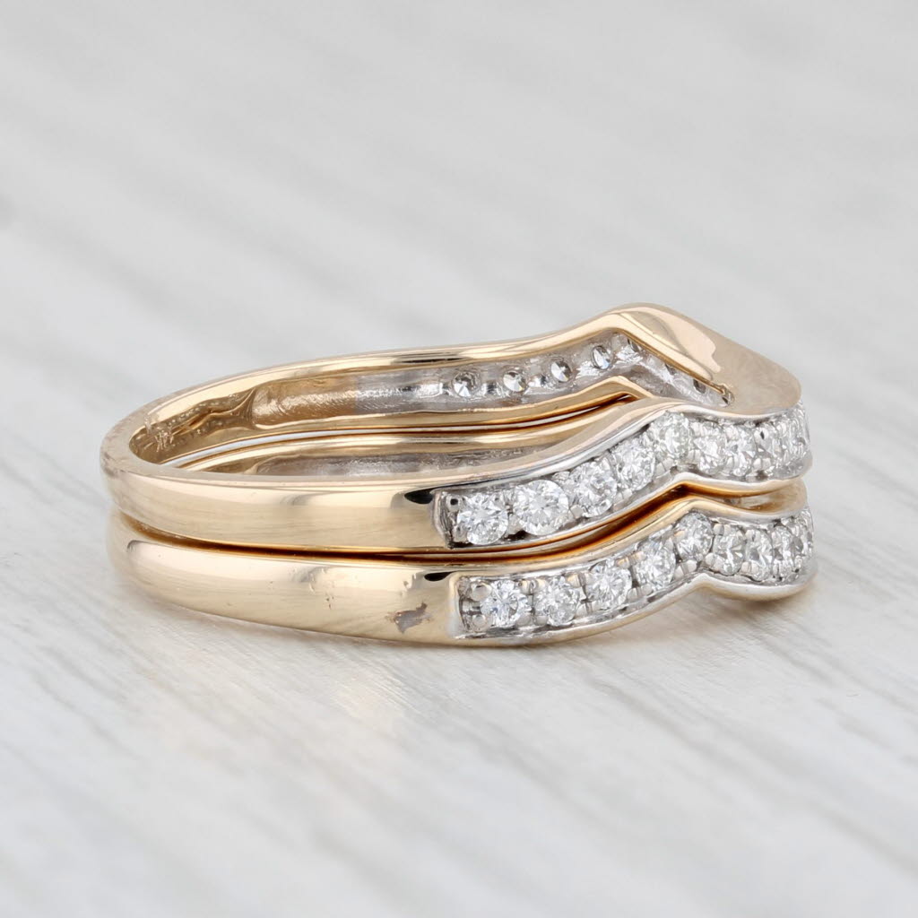 Light Gray 0.50ctw Diamond Wedding Band Enhancers Guards 14k Yellow Gold Size 6 Set of 2