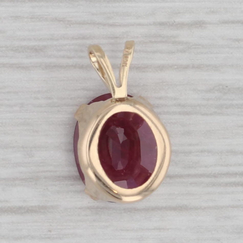 Gray 1.20ct Oval Ruby Solitaire Pendant 14k Yellow Gold Small Drop