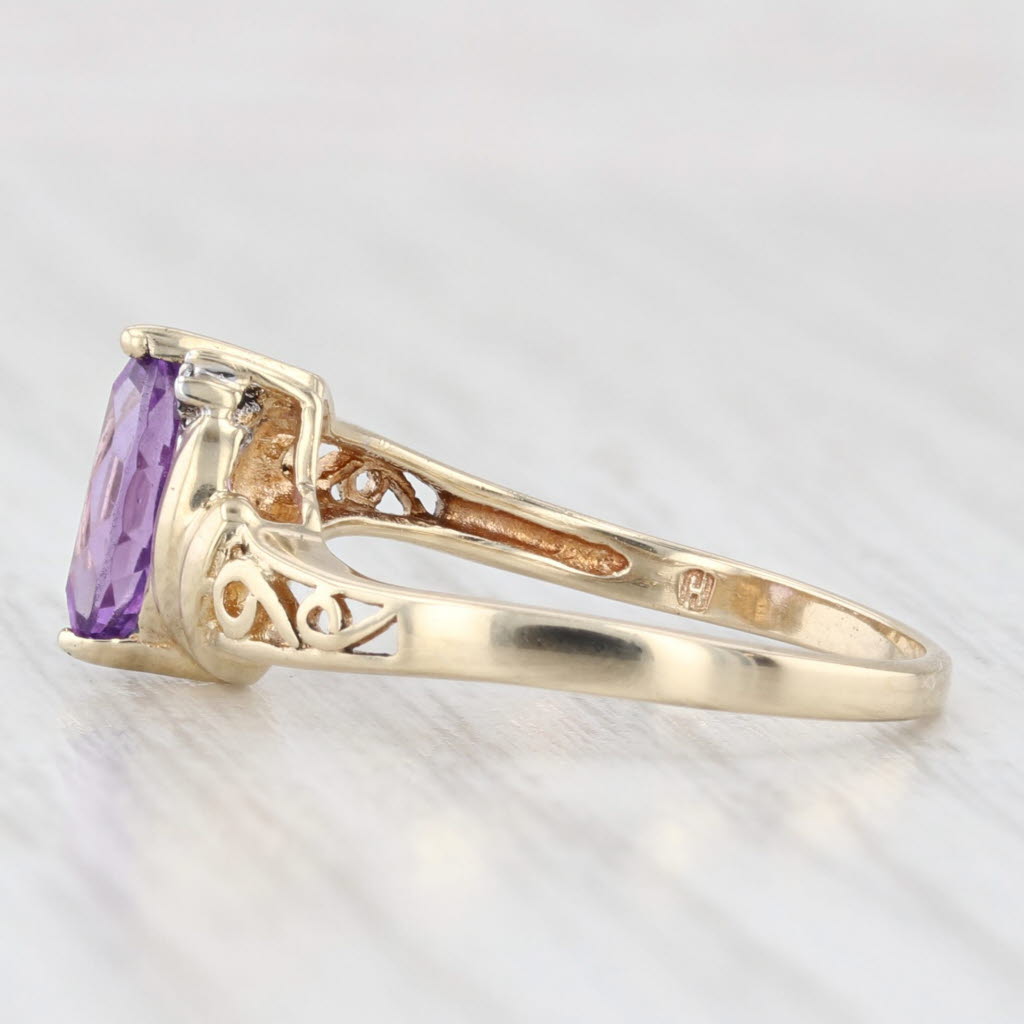 Light Gray 0.50ct Marquise Amethyst Ring 10k Yellow Gold Size 6 Diamond Accents