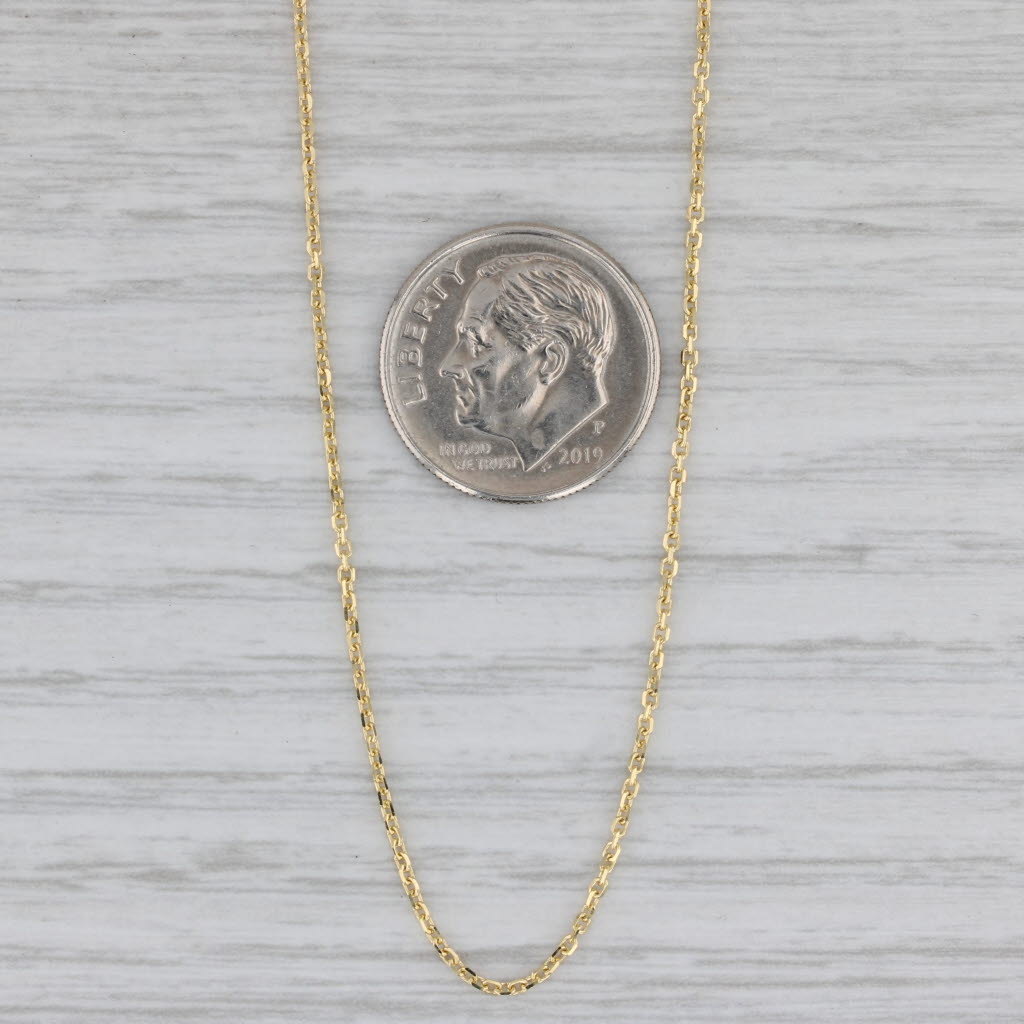 Gray New Cable Chain Necklace 10k Yellow Gold 16" 1.1mm