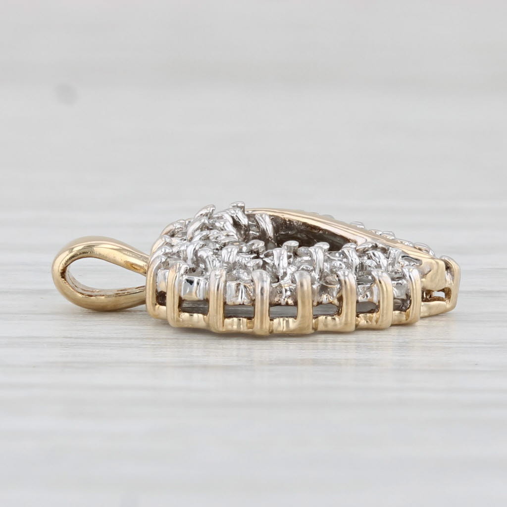 Light Gray 0.15ctw Diamond Cluster Heart Pendant 10k Yellow Gold Small Drop