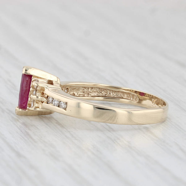 0.63ctw Marquise Ruby Diamond Ring 14k Yellow Gold Size 7.25