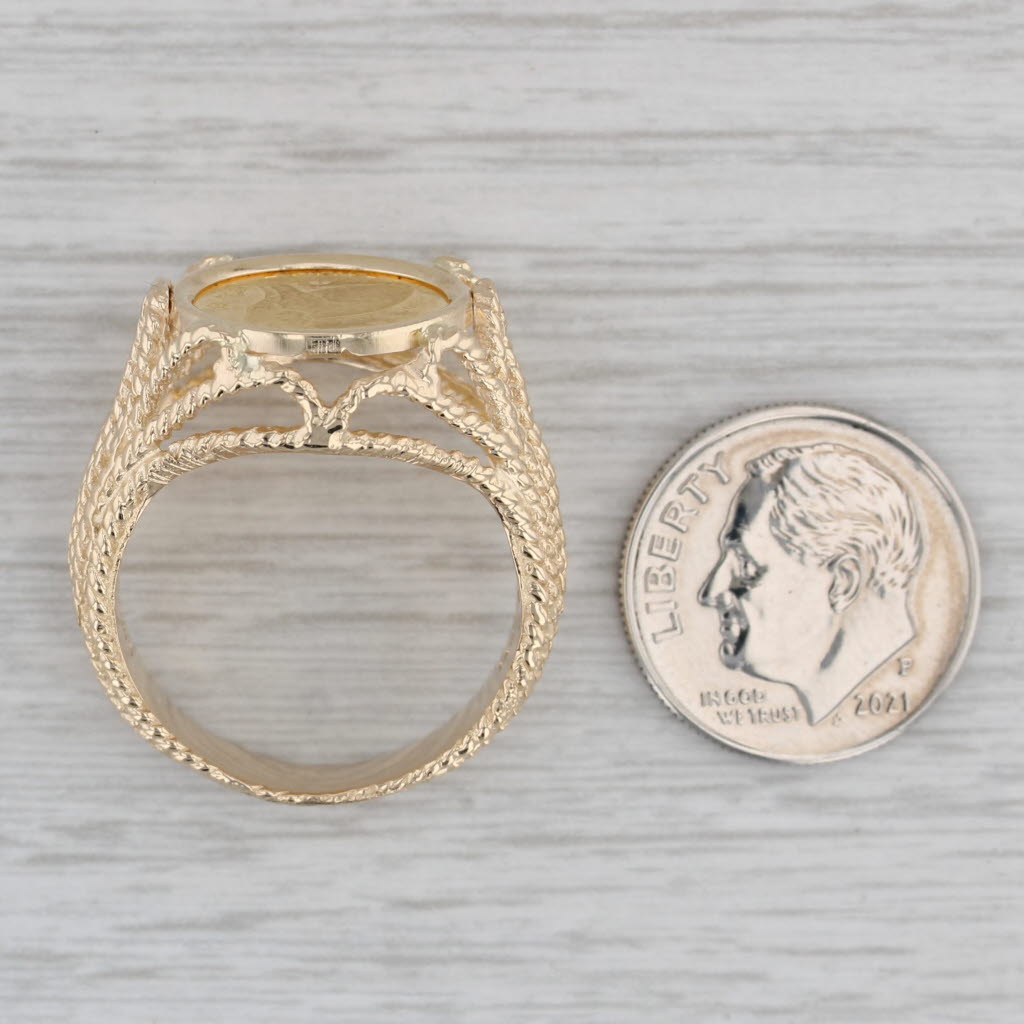 Gray Isle of Man 1/25th Gold Crown 1990 Coin Ring 14k 9999 Yellow Gold Size 9