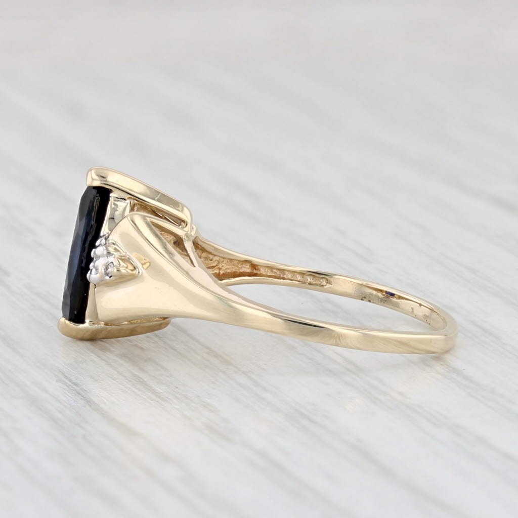 Light Gray 1.40ct Marquise Blue Lab Created Sapphire Diamond Ring 10k Yellow Gold Size 6.75