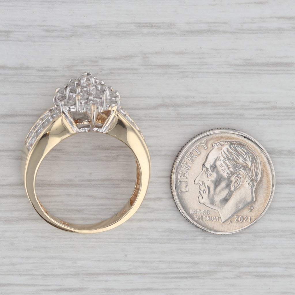 Gray 0.75ctw Diamond Cluster Ring 10k Yellow Gold Size 7 Cocktail