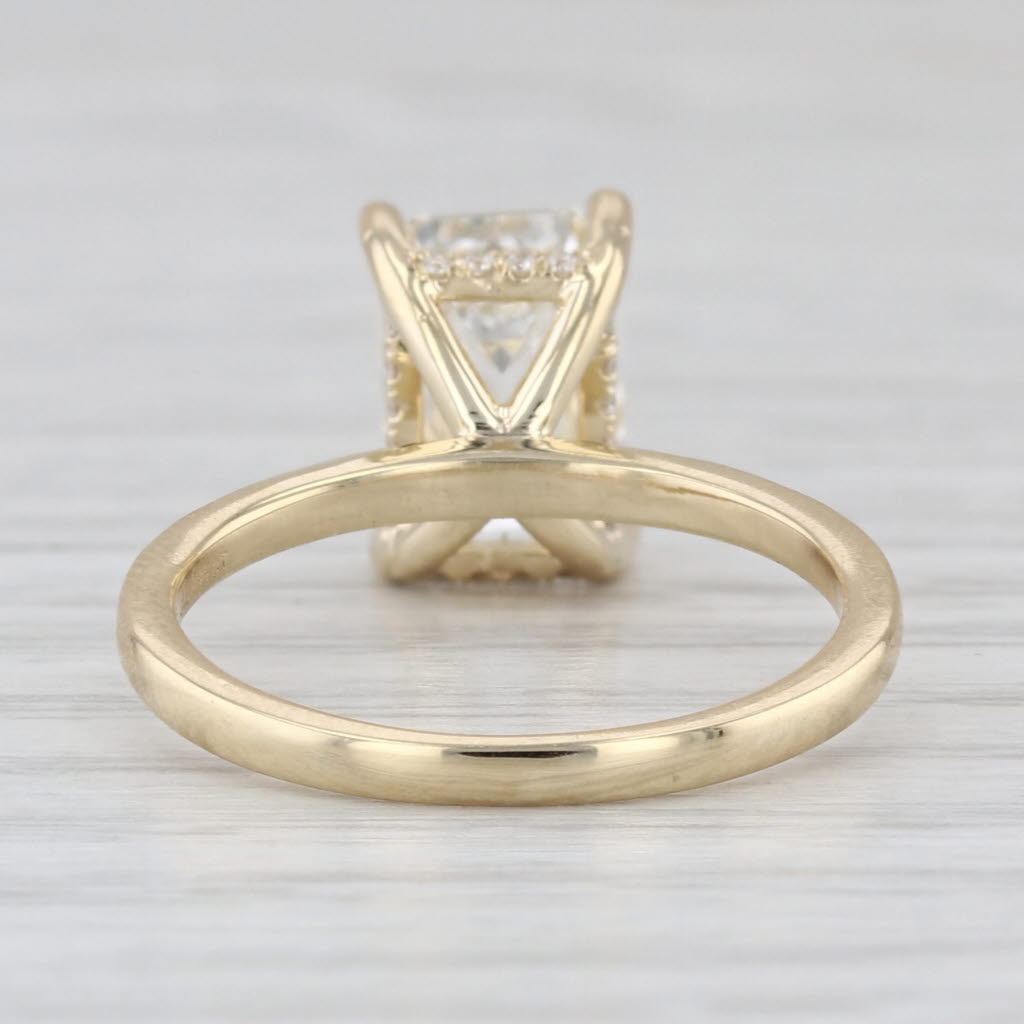 New IGI 3.15ctw Emerald Cut Lab Grown Diamond Engagement Ring 14k Yellow Gold