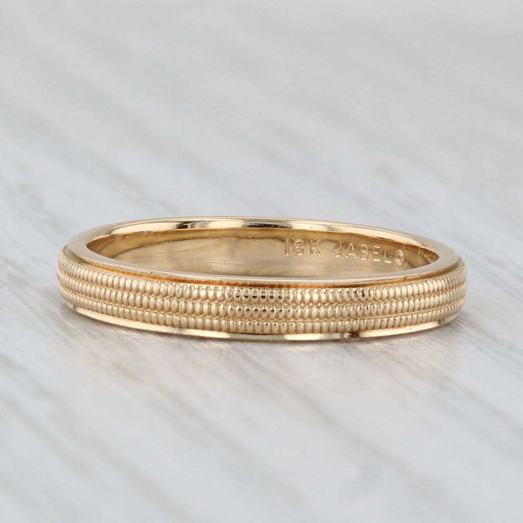 Light Gray Vintage Jabel Band 18k Yellow Gold Wedding Ring Stackable Size 6-6.25