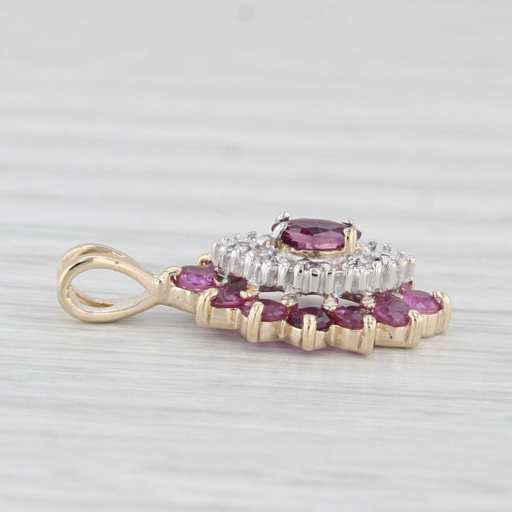 Light Gray 0.91ctw Ruby Diamond Pendant 14k Yellow Gold Marquise Drop