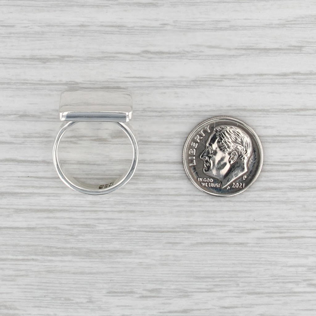 Engravable Square Signet Ring Sterling Silver Size 5.5 Statement