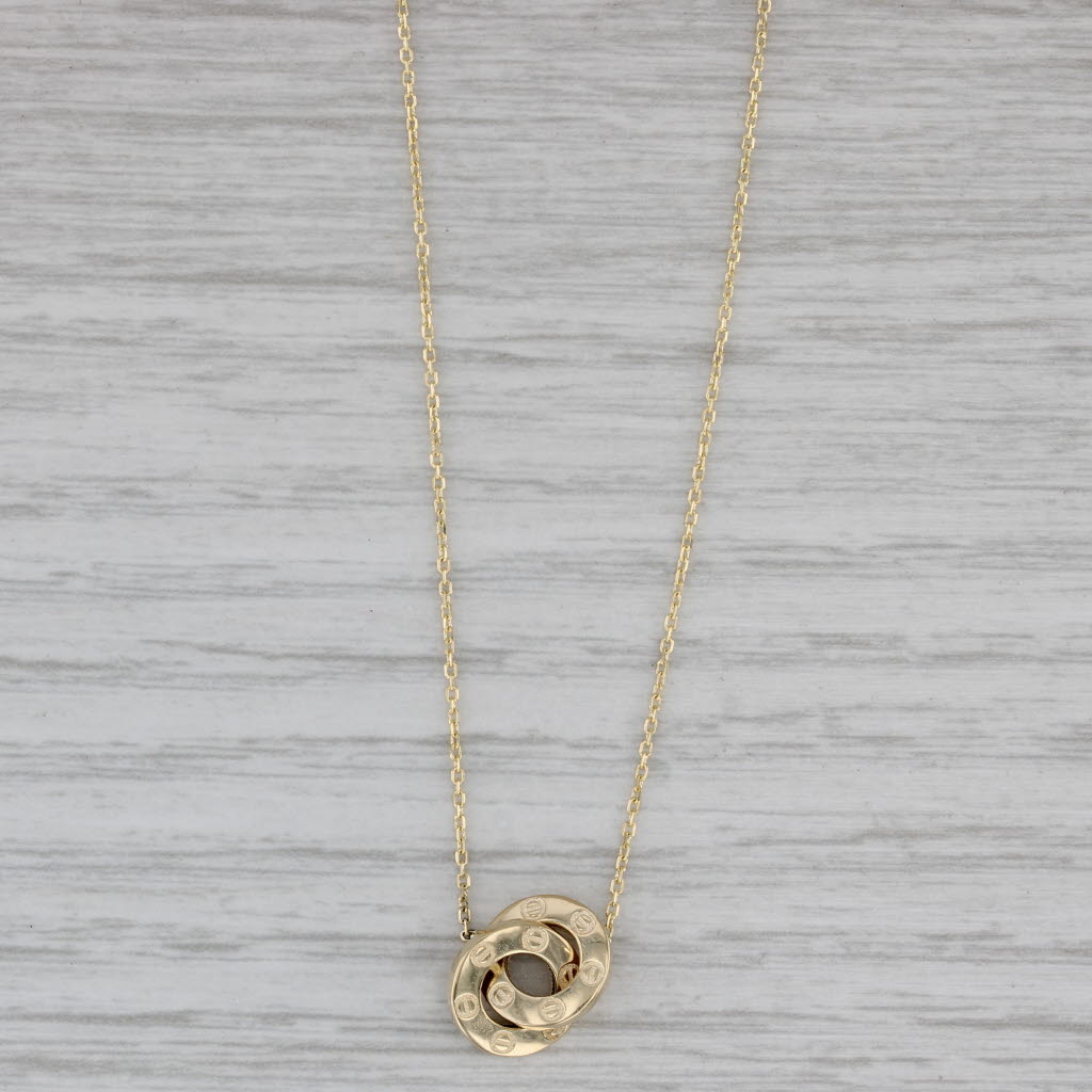 Gray New Linked Circles Pendant Cable Chain Necklace 18" 14k Yellow Gold