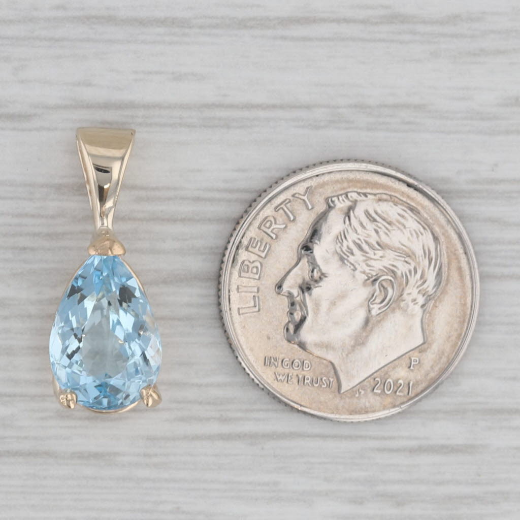 Gray 2.30ct Aquamarine Pear Solitaire Pendant 14k Yellow Gold