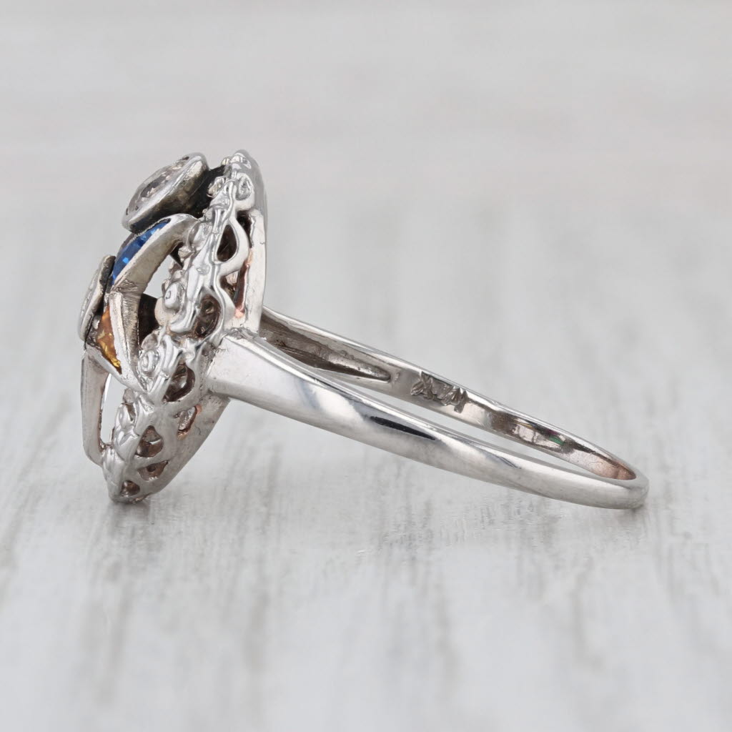 Order Eastern Star Ring 14k Gold Diamond Lab Created Gemstone OES Masonic