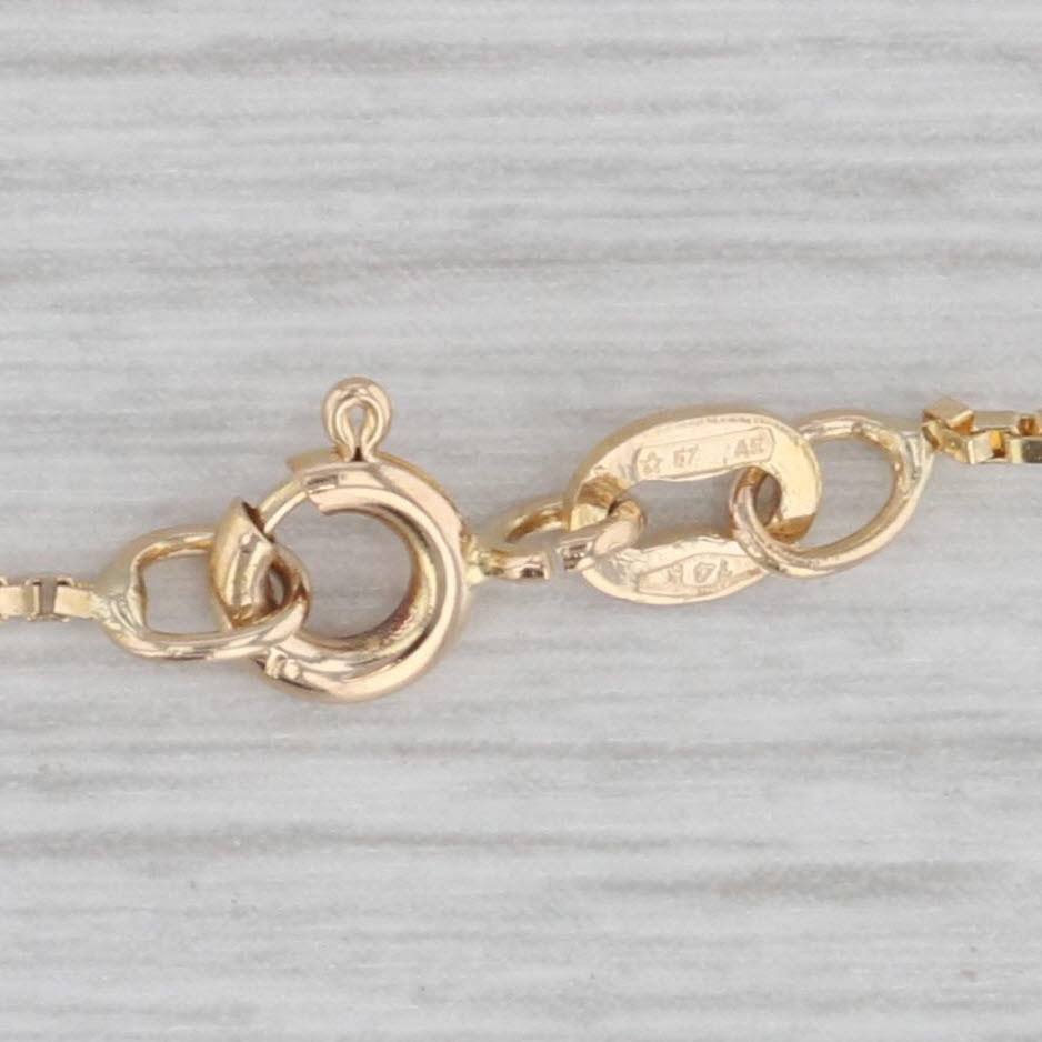 Gray 18.5" 1mm Box Chain Necklace 14k Yellow Gold Italian
