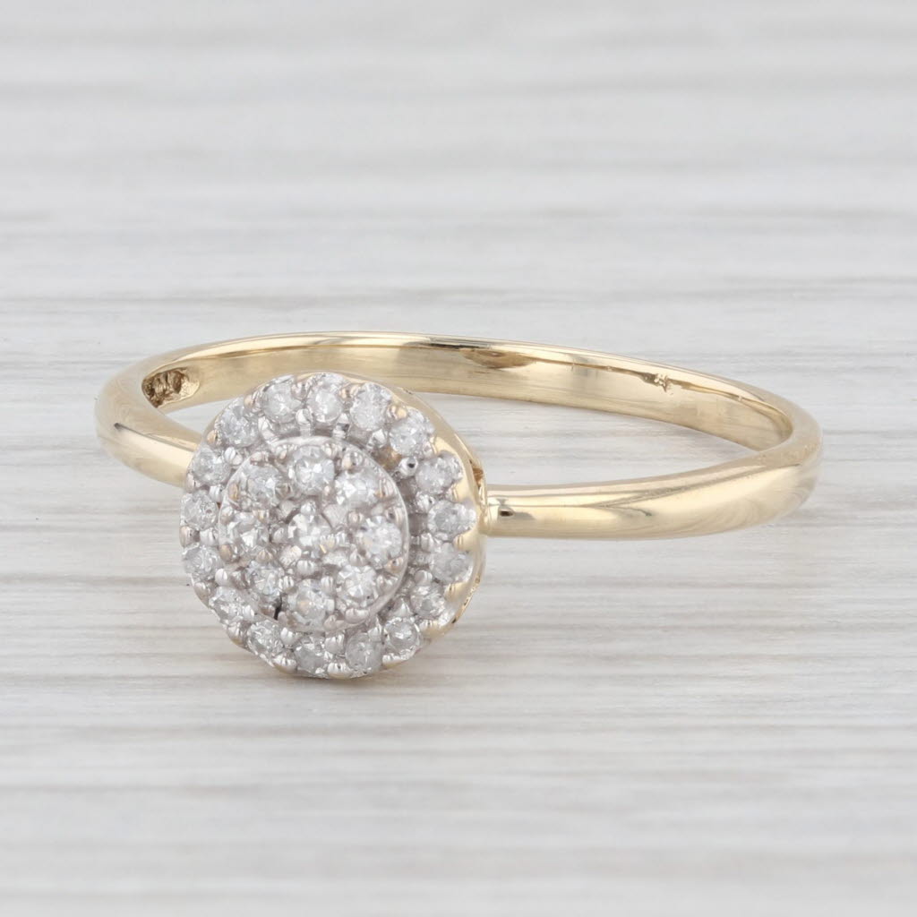 Light Gray 0.15ctw Diamond Cluster Halo Engagement Ring 10k Yellow Gold Size 7