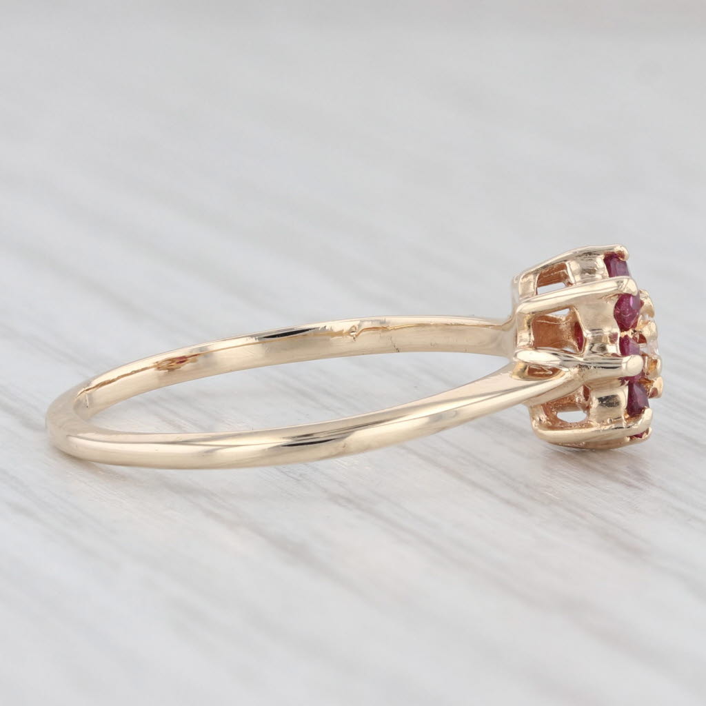 Light Gray 0.40ctw Ruby Diamond Flower Cluster Ring 14k Yellow Gold Size 8.25