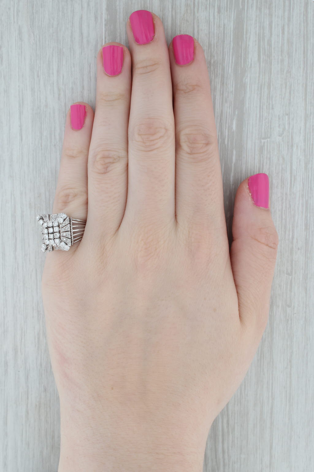 Gray 0.76ctw Diamond Cluster Ring 14k White Gold Size 7.5 Cocktail