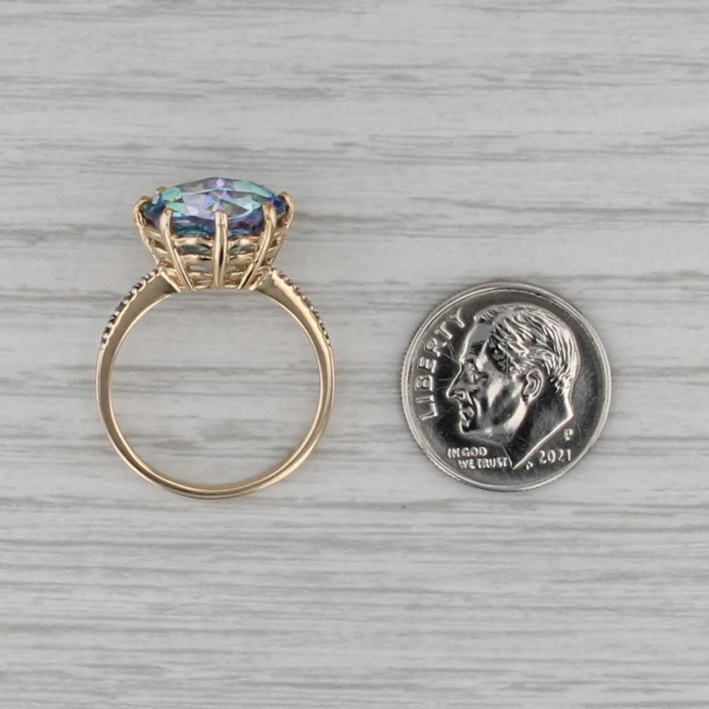 8ct Mystic Topaz Solitaire Ring 10k Yellow Gold Size 7.25 Round Solitaire