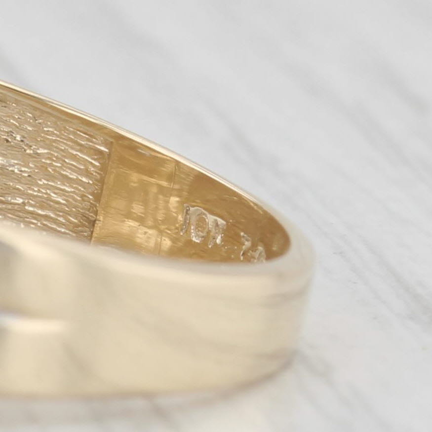 Light Gray Vintage Men's Diamond Ring 10k White & Yellow Gold Size 10.5