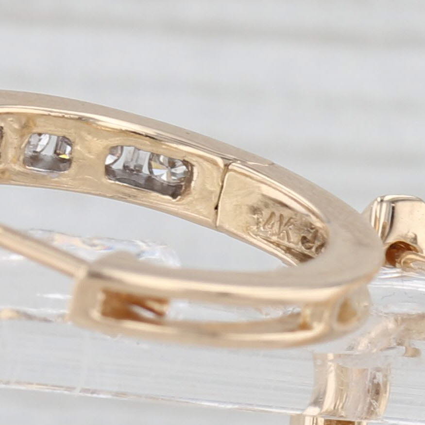 Light Gray 0.44ctw Diamond Hinged Hoop Earrings 14k Yellow Gold Snap Top Round Hoops